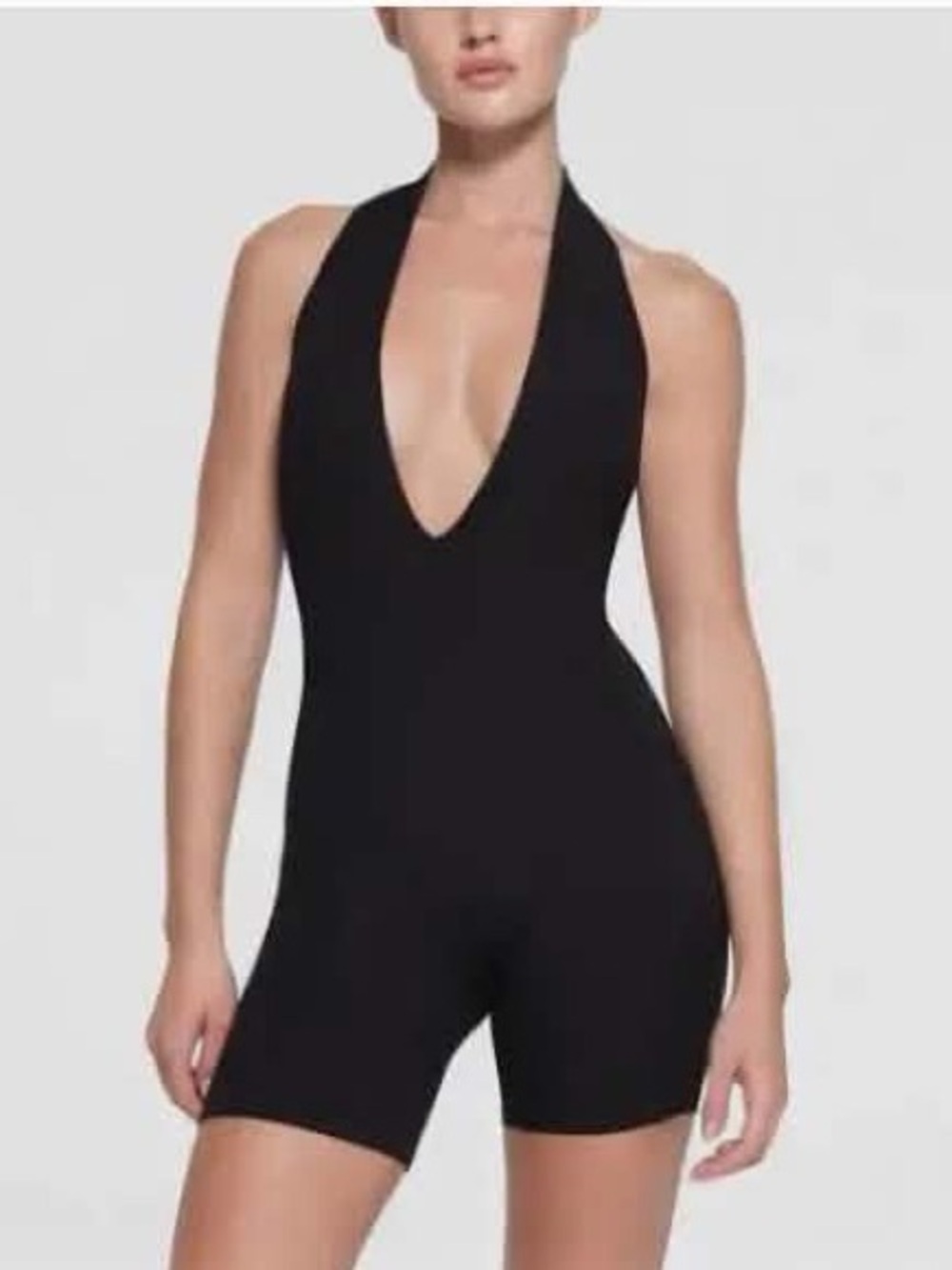 Skims Soft Lounge Deep Plunge Halter Onesie, NEW ($74)!